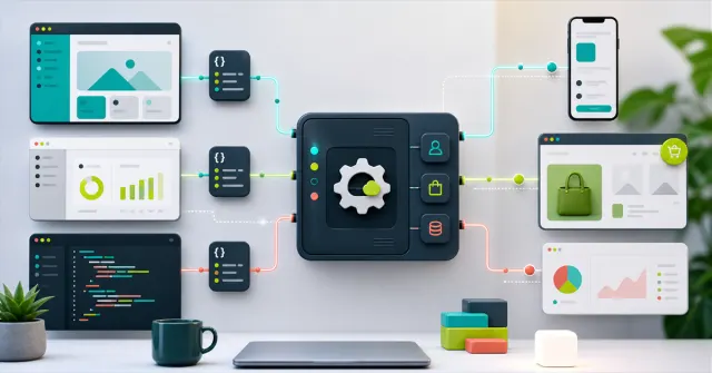 Aplicativos e sistemas conectados por uma API com dados estruturados e endpoints