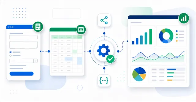 Fluxo digital de relatórios automáticos com formulário, planilha, API e dashboard